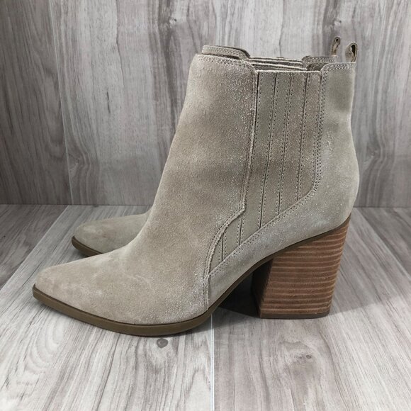 Marc Fisher Ankle Boots Womens 10M Alva Tan Suede Slip On Chelsea Booties - Picture 2 of 12